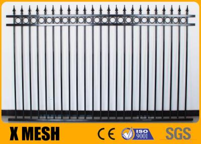 China Black Powder Coated Metal Tubular Fencing 1.8m High 2.4m Width Commercial for sale