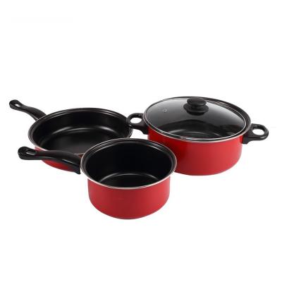 China Red 4 Piece Cast Iron Cookware Set Iron Non Stick For Kitchen for sale