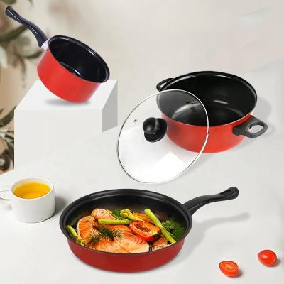 China Multifunctional Kitchen Iron Non Stick Pans And Pots Set With Lid for sale