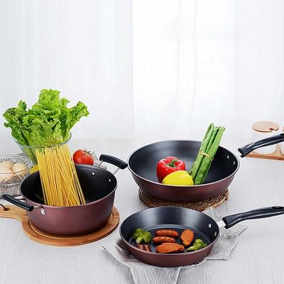 China Multi Purpose 3Pcs Kitchen Nonstick Ollas Cast Iron Pot And Pan Set for sale