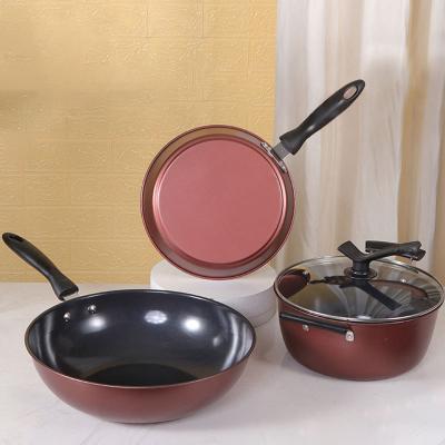 China Non Stick  Multifunctional Kitchen Cast Iron Cookware Set With Bakelite Handle for sale