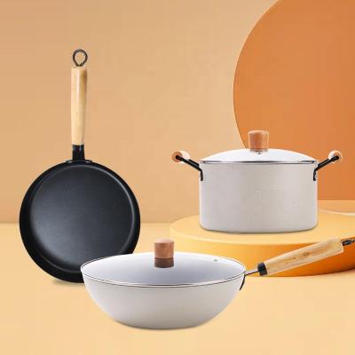China Medical Stone Ollas  Cast Iron Cookware Set Non Stick Modern Design Style for sale
