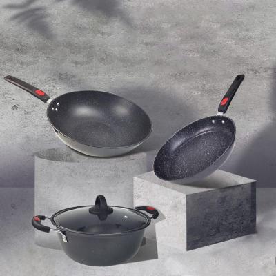 China Home Medical Stone Non Stick Cooking Pot Set Kitchen Pots And Pans Cookware Sets for sale