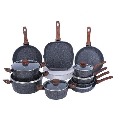 China Maifan Stone Non Stick Aluminum Cookware Sets With Glass Cover Lid for sale