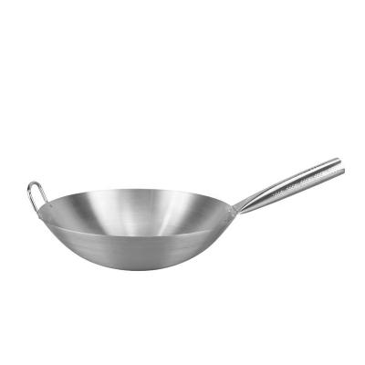 China Sanding Single Handle Kitchen Wok Pan Chinese Stainless Steel 201 for sale