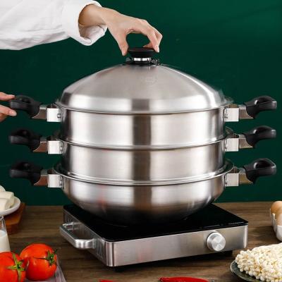 China 3 Layer Stackable Steamer Pot 304 Stainless Steel With Lid for sale
