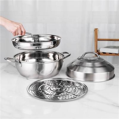 China 30cm Stainless Steel Double Bottom Cookware Steamer Pot Set for sale