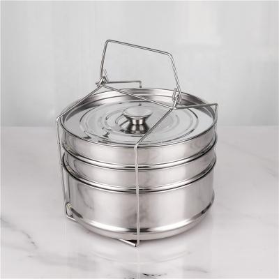 China 20cm 3 Layer Stainless Steel Steamer Basket Dumpling Vegetable Steamer Pot for sale