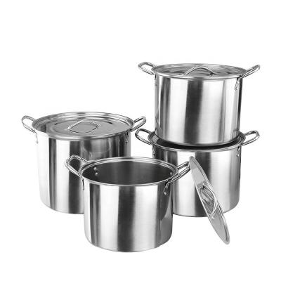 China Silver Stainless Steel Thick Stockpot Large Soup Pot Heavy Duty  With Lid for sale