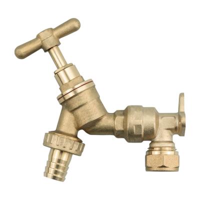China Water Supply Brass Color 1/2 Inch Bibcock Mains Stopcock Brass Stop Bib Cock for sale