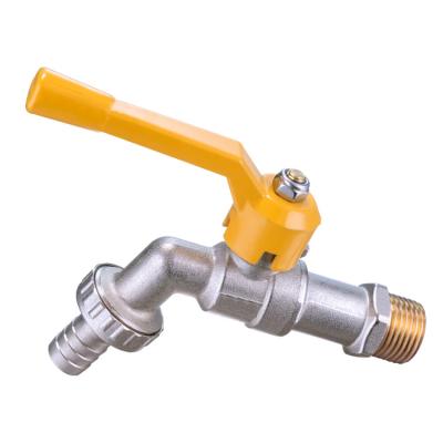 China Water Tap Support OEM Brass Bibcock Valve With Yellow Iron Handle Heavy Garden Tap for sale