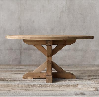 China Mesa de jantar da mobília da madeira redonda do país com áspero - pranchas de madeira salvadas desbastadas à venda