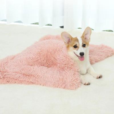 China Multicolor Dog Blanket Washable Long Plush Warm Pet Sleeping Blanket for sale