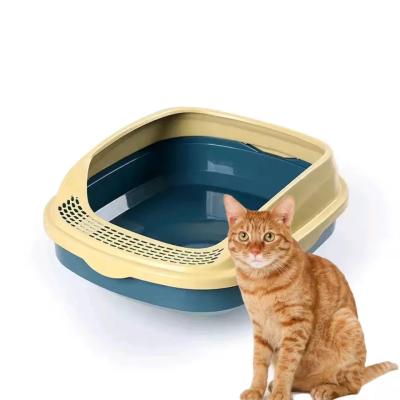 China Amazon Hot Selling Multi Color Semi-Enclosed Detachable High Fence Spatter Proof Cat Litter Box For Pet Cat for sale