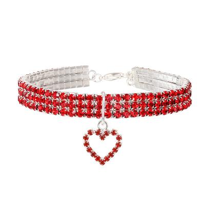 China Nice Quality Color Rhinestone Cat Stretch Collar Cute Pendant For Pet Cat for sale