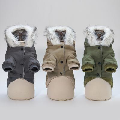 Cina L'inverno di lusso del cucciolo di colore solido copre il cappuccio di S-XXL Cat Dog Winter Coat With in vendita