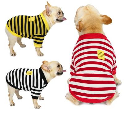 China Striped Pet Apparels breathable 100 Cotton Dog Clothes for Winter for sale