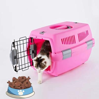 China Solid Color Pet Travel Carrier Crates Plastic Kennel For Cats And Dogs for sale