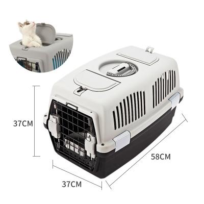 China Flight Transport Plastic Dog Travel Crate Small Middle Animal Carrier 37*37*58cm for sale
