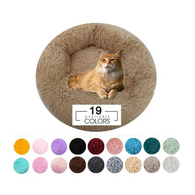 China 40CM Soft Plush Round Calming Dog Bed Oval Cushion Multifunction for sale