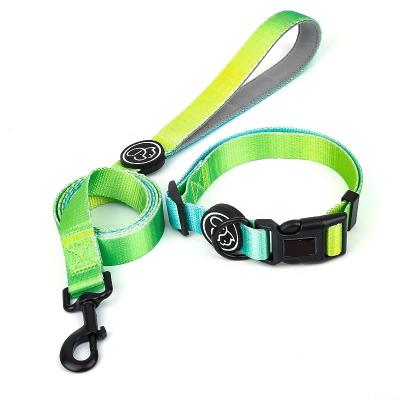 China Gradient Pet Collars Leashes Set 150Cm Chain Length Seat Belt Buckle Dog Collar for sale