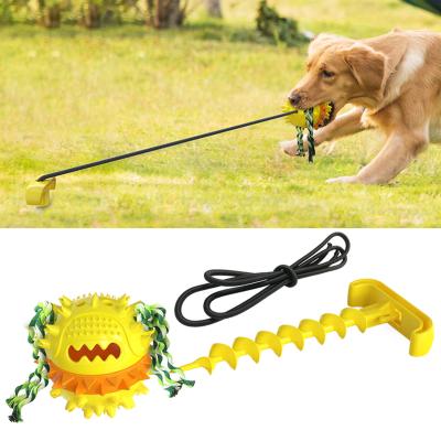 China Elastic Interactive Pet Toys Rubber Food Dispensing Toy Drawstring Ball TPR+ABS for sale