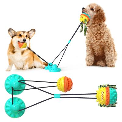 China Grinding Teeth Interactive Pet Toys Strong Sucker Indestructible Bouncy Dog Ball OEM for sale