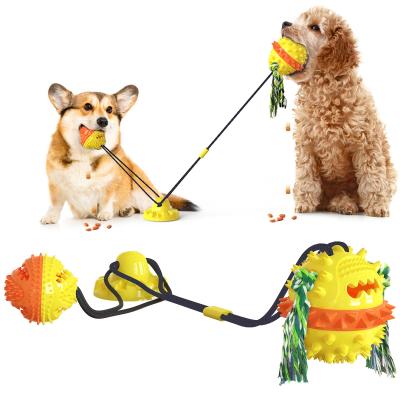 China OEM Tug Of War Suction Dog Toy / Squeaky Dog Treat Ball Dispenser for sale