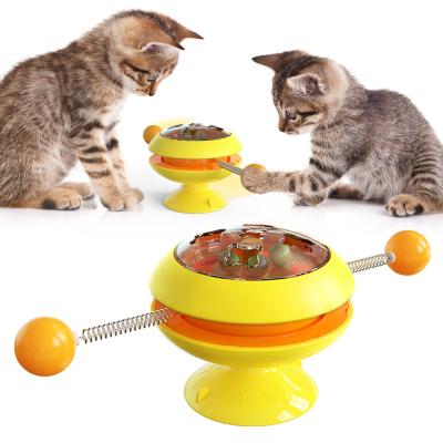 China Catnip Ball Gyro Interactive Pet Toys Rotating Windmill Cat Toy ABS Turntable Function for sale