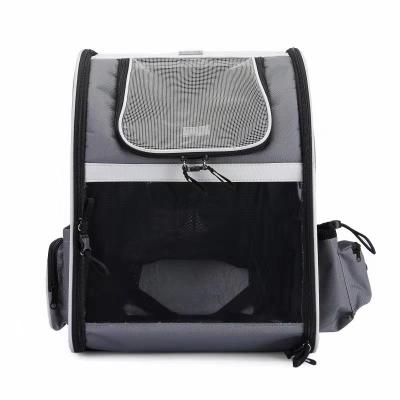 China Gray Pet Carrier Backpack Expandable Shoulder Breathable Collapsible Dog Carrier for sale