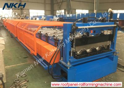 China Máquina formadora de rollos de cubierta de piso de costilla de altura de 76 mm para el panel de cubierta de metal compuesto en venta