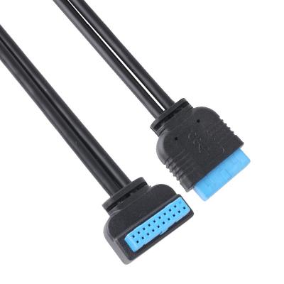 China Black PVC Jacket USB3.0 IDC 20P TO IDC 20P 90 Degree Downward Bend Height 16mm for sale
