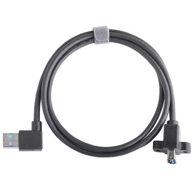 China cable negro AF Tipo de tornillo de medio paquete moldeado moldeado exterior a USB3.0 AM 90 grados de curva lateral OEM / ODM en venta