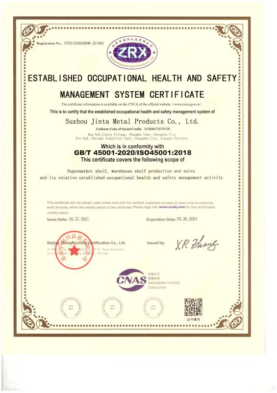 ISO45001:2018 - Suzhou Jinta Import & Export Co., Ltd