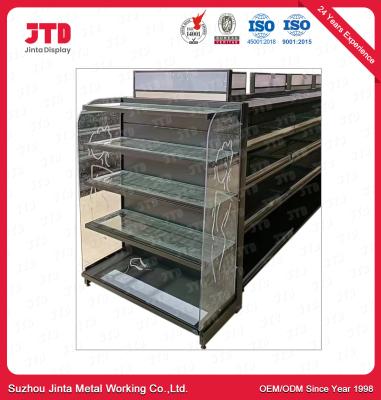 China Cosmetic Supermarket Display Shelf With Acrylic Side Boards for sale