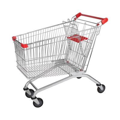 China Foldable Shopping Cart Trolley Metal Steel Hand Trolley Cart With Four Wheels for sale