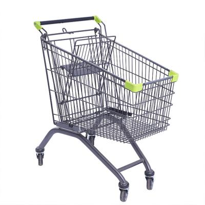 China Four Wheels Metal Supermarket Shopping Trolley Foldable Handle Type for sale