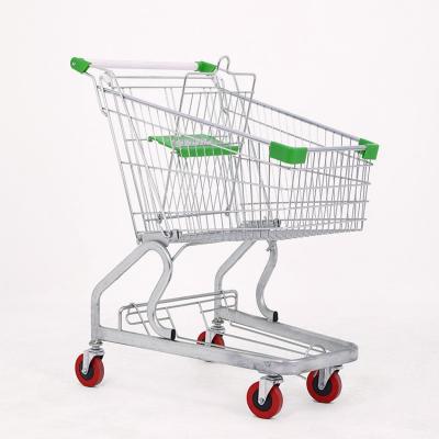 China Supermarket Grocery Store Metal Shopping Trolley Cart With Customized Colors And Rubber Wheels for sale