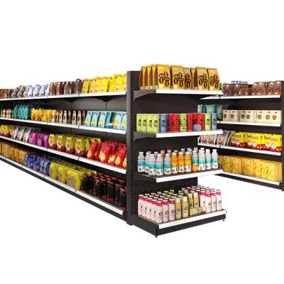 China Double Side Grocery Retail Store Gondola Shelving Steel Supermarket Display Shelves for sale