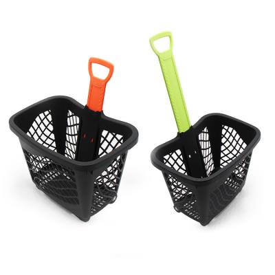 China Conveniently Foldable Plastic Trolley Basket With Four Wheels Easy To Store And Clean for sale