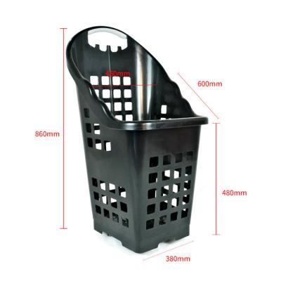 China Plastic PP Material Shopping Basket With 2.5kg Load Capacity Four Wheels for sale