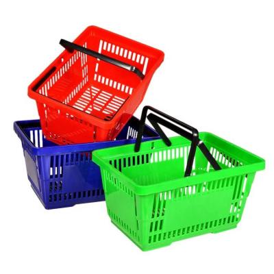 China Cesta de plástico plegable y portátil para comestibles, cesta de compras de plástico en venta