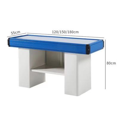 China Width 550-1200mm Supermarket Checkout Counter Stainless Steel Table Retail Check Out Counters for sale