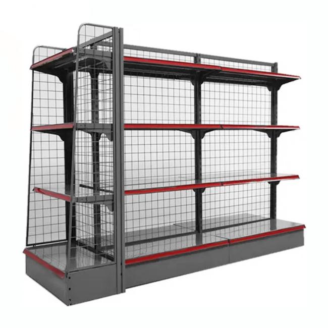 Close-up of wire shelving construction and mesh surface