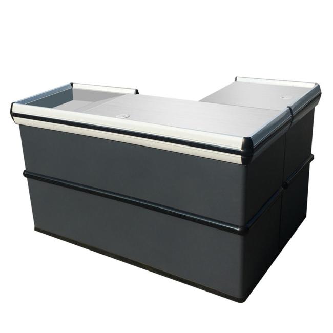 Supermarket checkout counter front view