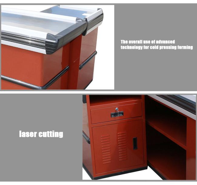 Professional powder coated checkout counter with stainless steel top