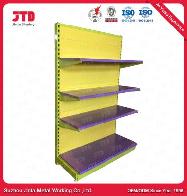 China 1.8m 0.9m Retail Store Display Rack 100kgs Black And Yellow Storage Shelves for sale