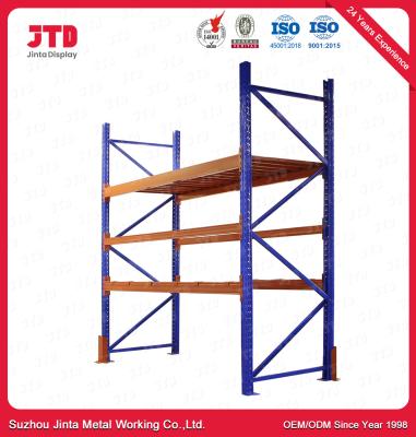 China 500kgs 5.5m Warehouse Metal Racks Red 3 Layer Steel Rack for sale