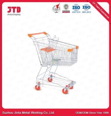 China 60L Metal Shopping Trolley 4in PVC Four Wheeled Trolley Cart for sale