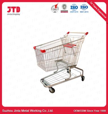 China 120L Metal Shopping Cart With Wheels 900mm Stainless Steel Shopping Trolley for sale